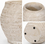 Briful Rustic Vintage Ceramic Pottery Vase, 5.1'' Tall Farmhouse Table Decor with Distressed Texture, Small Wide Mouth Decorative Jar Vases for Home Decor, Shelf & Entryway, Cream White