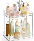 2 Tier Clear Bathroom Counter Organizer, Vanity Organizer for Skincare Makeup Perfume, Multi-Purpose Storage Shelf for Bathroom Kitchen Bedroom