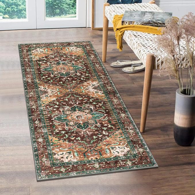 Yamaziot Washable Runner Rug, 2x5 Non-Slip Boho Vintage Hallway Rug Runner by Yamaziot