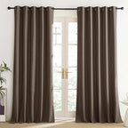 NICETOWN Coffee Vintage Linen 100% Blackout Curtains - Image 2