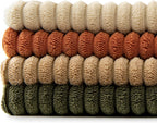 MIULEE Rust-Olive Green Decorative Throw Pillow Covers 18x18 Inch Set of 4 Boho Color-Clash Cushion Cases Farmhouse Pillow Cases Corduroy Striped Home Decor for Couch Sofa Living Room Bed