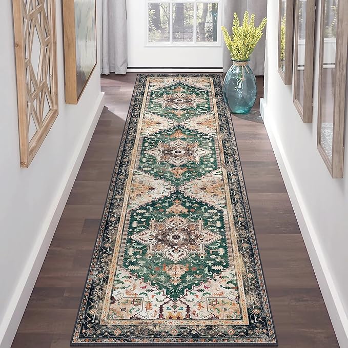 Yamaziot Washable Runner Rug, 2x8 Non-Slip Boho Vintage Hallway Rug Runner by Yamaziot