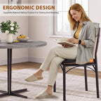 Jocoevol Dining Chairs Set of 4 - Upholstered Dining Room Chairs with PU Leather, Industrial Kitchen Chairs with Wooden Backrest and Thickened Metal Legs, for Dining Room, Living Room（Gray）