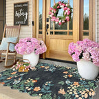 Black Floral Entry Rug - Image 7