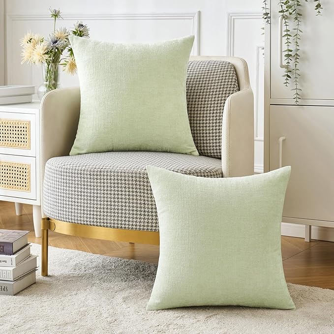 MIULEE Pack of 2 Spring Light Green Couch Throw Pillow Covers 20x20 Inch Soft - Image 5