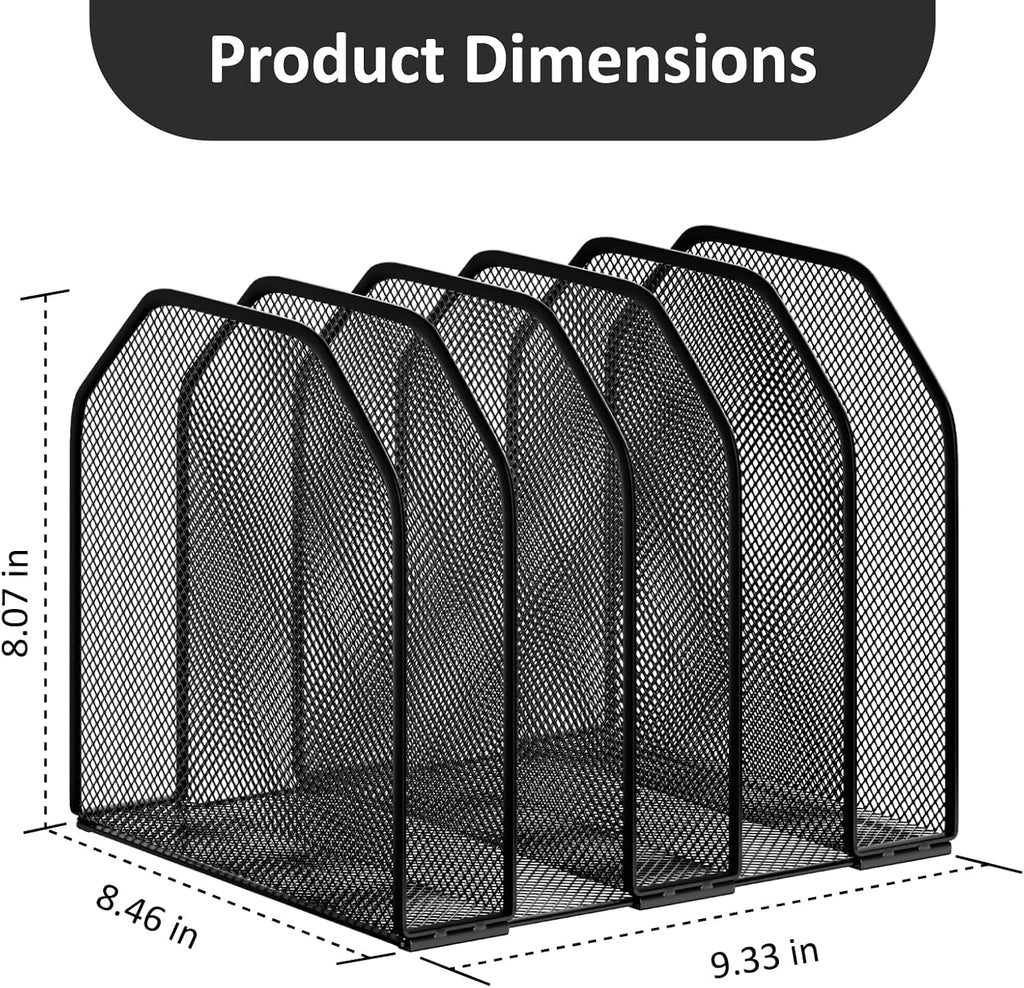 Desk File Organizer, Adjustable 5 Sections Upright Desktop File Sorter
