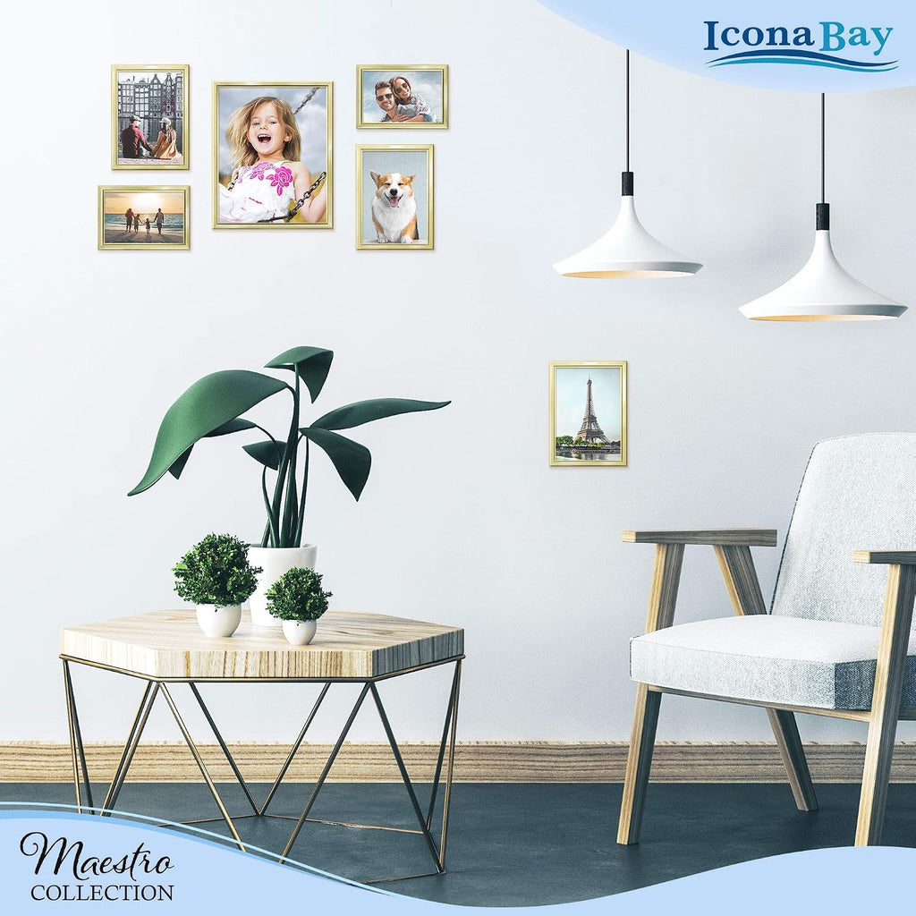 Icona Bay 4x6 Picture Frames Set (Gold, 12 Pack), Classy Contemporary Style, Maestro Collection