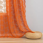 YJ YANJUN Vintage Lace Curtains 45 Inch Length- Burtnt Orange Fall Kitchen - Image 4