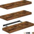 QEEIG Floating Shelves for Wall Small Shelf (Brown, Set of 3, 15.7" x 6.7")