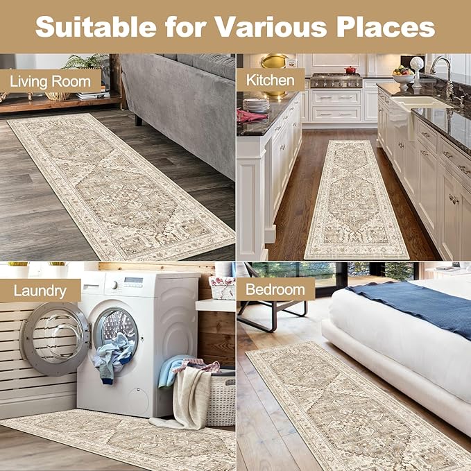 Yamaziot Washable Runner Rug, 2x6 Non-Slip Boho Vintage Hallway Rug Runner - Image 6