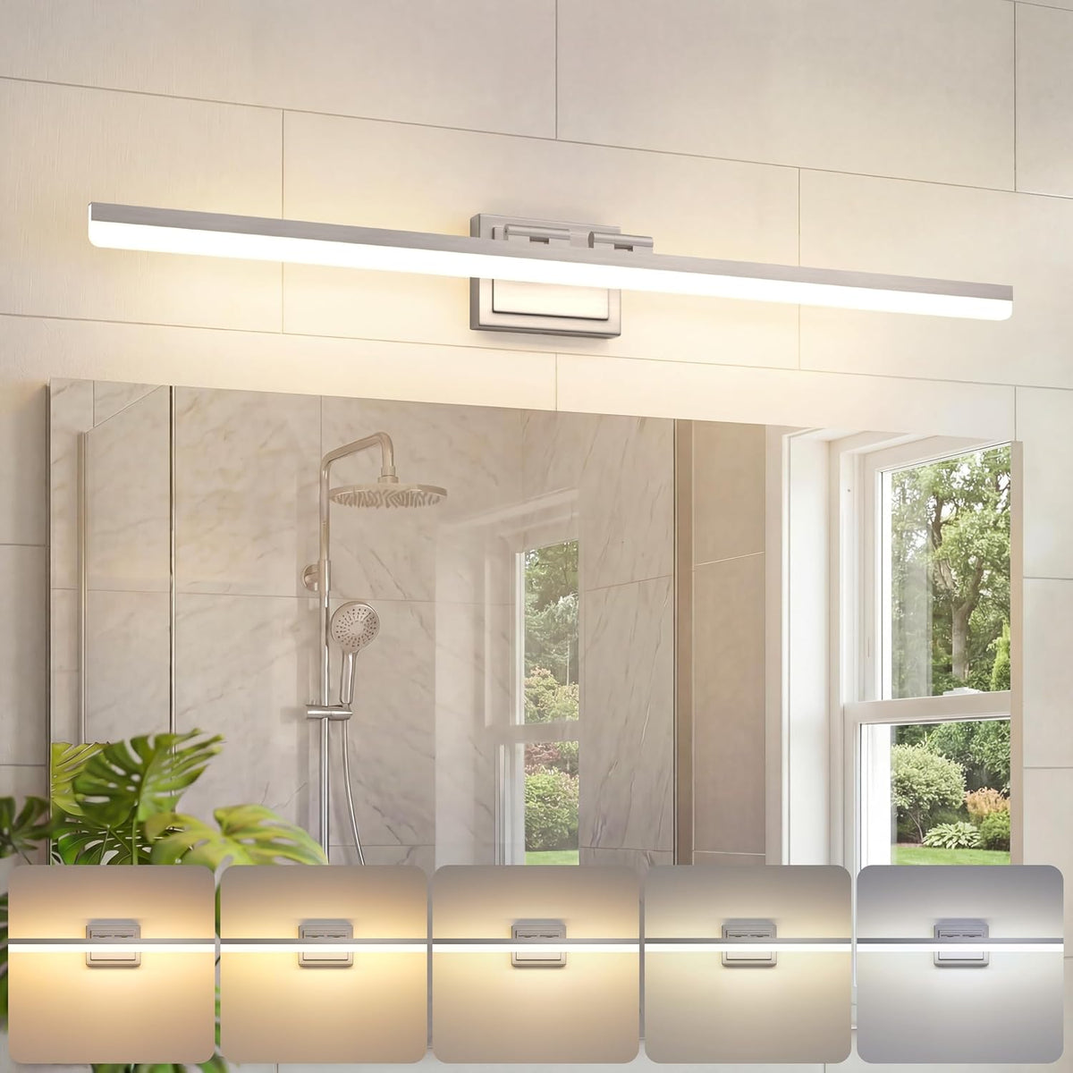 VOLISUN Modern Bathroom Vanity Light 24 inch, 24W Dimmable 5CCT Led Bathroom Light Fixture Over Mirror, Black Bar Vanity Light for Bathrooms Mirror Cabinets Bedroom-ETL Certificated