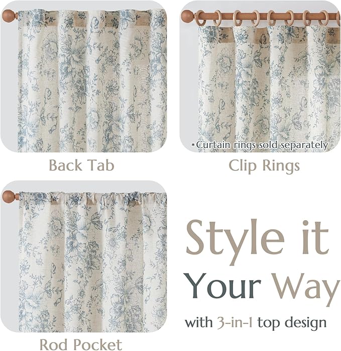 jinchan Linen Floral Curtains 84 Inch Length - Image 9