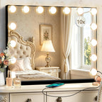 Ratsamee Black Hollywood Vanity Mirror with Lights, 15 Dimmable Bulbs, 3 Color Lights,Make Up Lighted Mirror, Aluminum Metal Frame, USB Charging Port（23" x 18"）