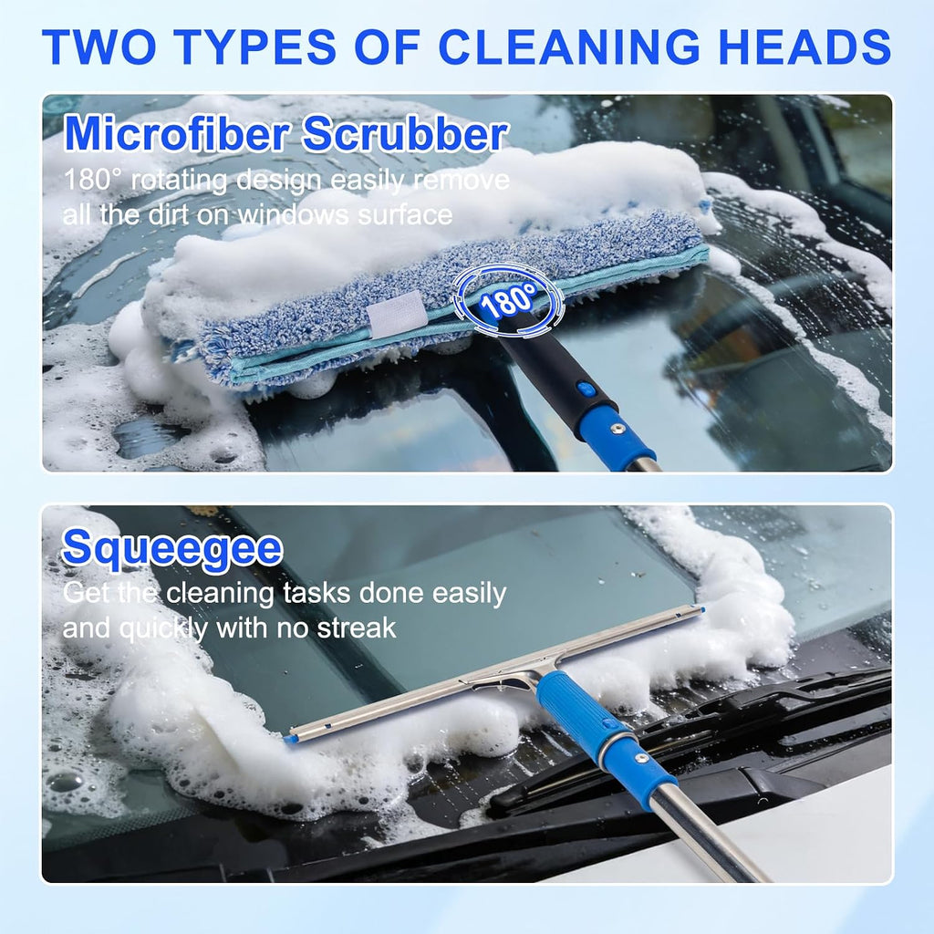 Professional Window Cleaning Kit with 6ft Long Handle, 3 Gallon Bucket