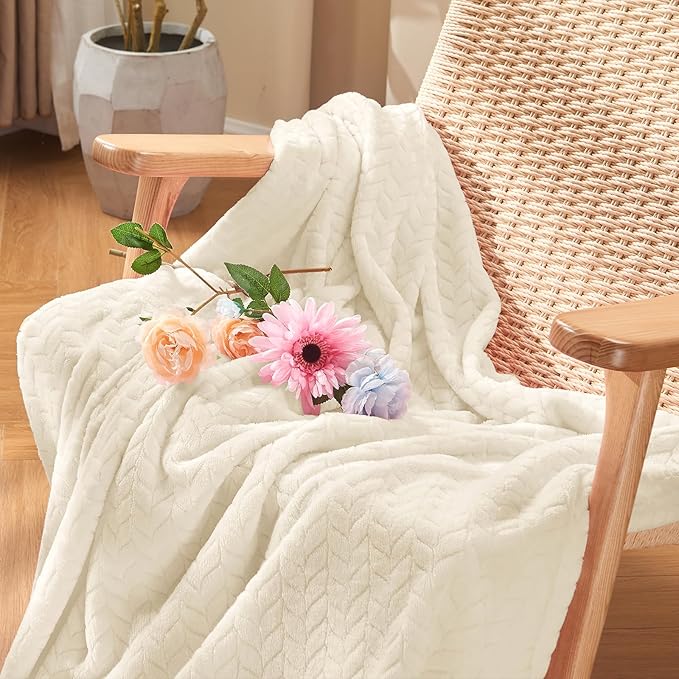 inhand Fleece Twin Blanket for Bed Cream White Throw Blanket for Couch Super - Image 5