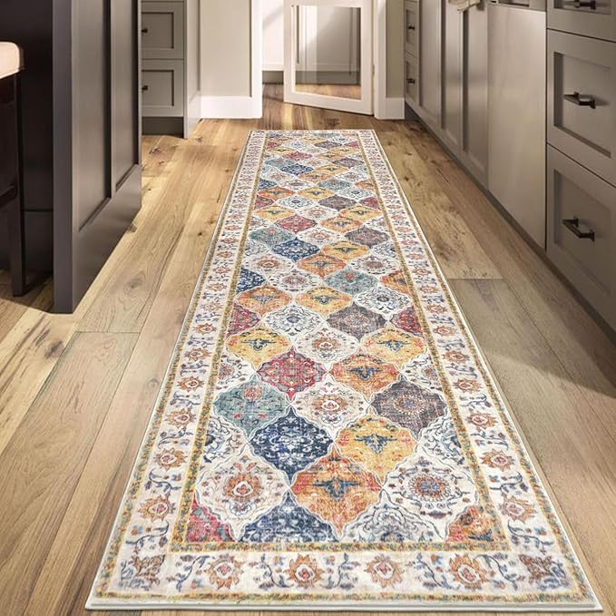 HEBE Hallway Runner Rug 2'8''x12' Washable Vintage Distressed Area Rugs Non - Image 7