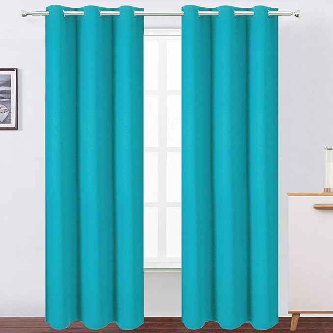 LEMOMO Teal Thermal Blackout Curtains/42 x 95 Inch/Set of 2 Panels Room by Lemomo