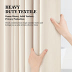 Beige Linen Textured Waterproof Cloth Shower Curtain Set, 72x72, Cream