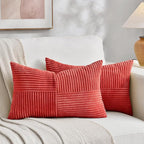 Fancy Homi 2 Packs Red Long Lumbar Decorative Throw Pillow Covers 12x24 Inch by Fancy+Homi