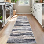 Lansny Modern Abstract Bedroom Runner Rug 2x7, Non-Slip Soft Thin Faux Wool Mat - Image 2