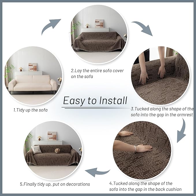 MYSKY HOME Couch Covers for 2 Cushion Couch Sectional Sofa, L Shape Sofa - Image 7