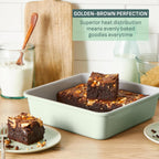 T-fal Refresh Ceramic Nonstick Baking Pans Set (5 Pieces), Roaster, 6-Cup for Muffins, Loaf, Square Baking Sheets Non Stick, Stackable Bakeware Sets, Mint Green