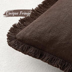 MIULEE Decorative Throw Pillow Covers Neutral Linen Fringe Throw Pillows Set of - Image 4