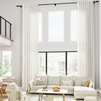 Extra Long Cream Linen Curtains 240 Inch Length 2 Panels - Image 7