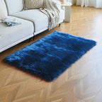 duduta Navy Blue Faux Sheepskin Fur Rug 3x5 ft, Fluffy Shag Bedroom Dorm - Image 6