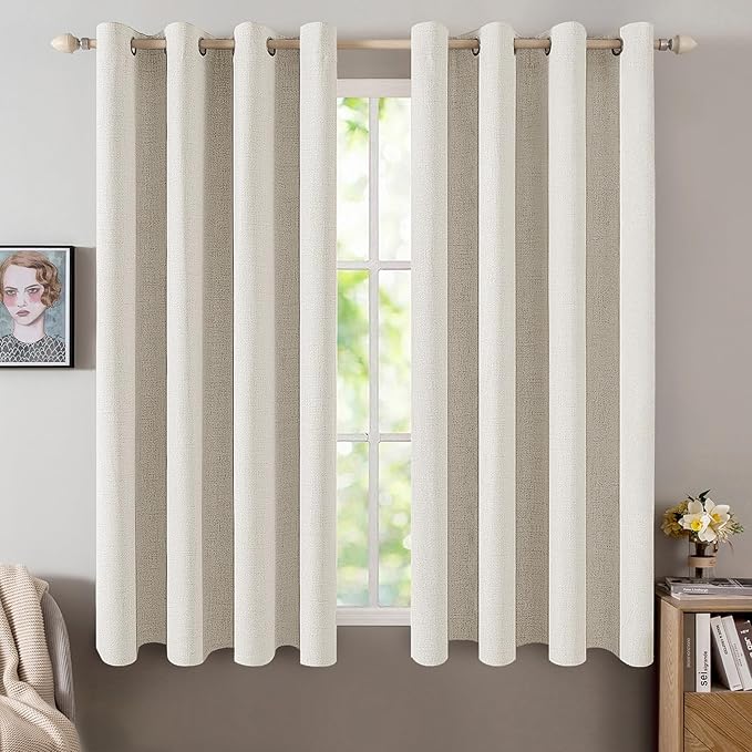 MIULEE Linen Texture Curtains for Bedroom Solid 100% Blackout Thermal Insulated by MIULEE