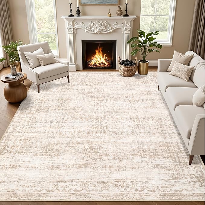Area Rugs 9x12 Living Room Rug: Washable Rug Soft Vintage Boho Carpet Indoor by EXPEDIX