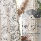 jinchan Linen Blend Curtain Floral Curtains - Image 3