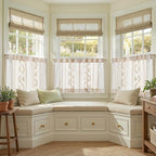 jinchan Belrose Linen Floral Kitchen Curtains 24 inch Length Embroidered - Image 2