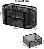 EasyPAG Mesh Pen Holder Desk Organizer with Drawer Stationery Supplies Organizer for Dorm School 9 Compartments Workspace Desk Accessories Organization for Office, Black