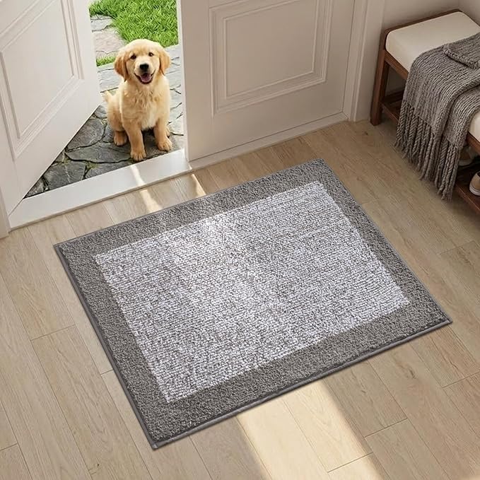 Bathroom Rugs 24x17 Non Slip Washable, Light Grey Bath Mat - Image 2