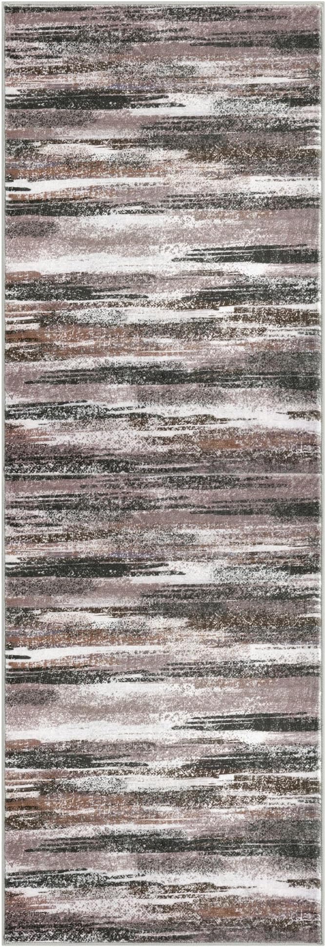 Lansny Modern Abstract Runner Rug 2x6, Dark Light Brown White Washable Kitchen - Image 8