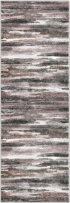 Lansny Modern Abstract Runner Rug 3x8, Dark Light Brown White Washable Kitchen - Image 8