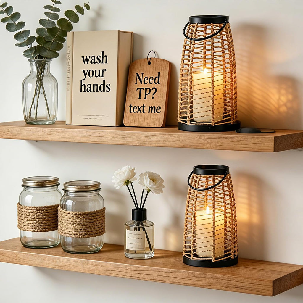 Rattan Boho Decorative Lanterns Outdoor Indoor Patio & Porch Table Decor