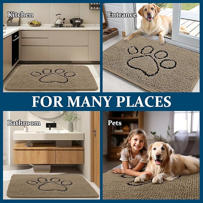 OLANLY Dog Door Mat for Muddy Paws 36x24, Paw Print Design, Absorbs Moisture - Image 8