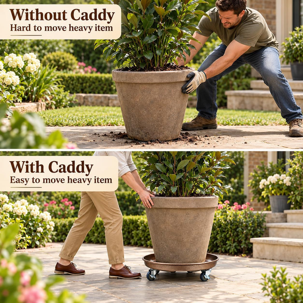 1 Pack 23 Inch Metal Plant Caddy, Copper