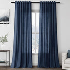 Nanspring Denim Blue Linen Curtains 96 Inches Long 2 Panels Set by Nanspring