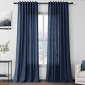Denim Blue Linen Curtains 108 Inches Long by Nanspring