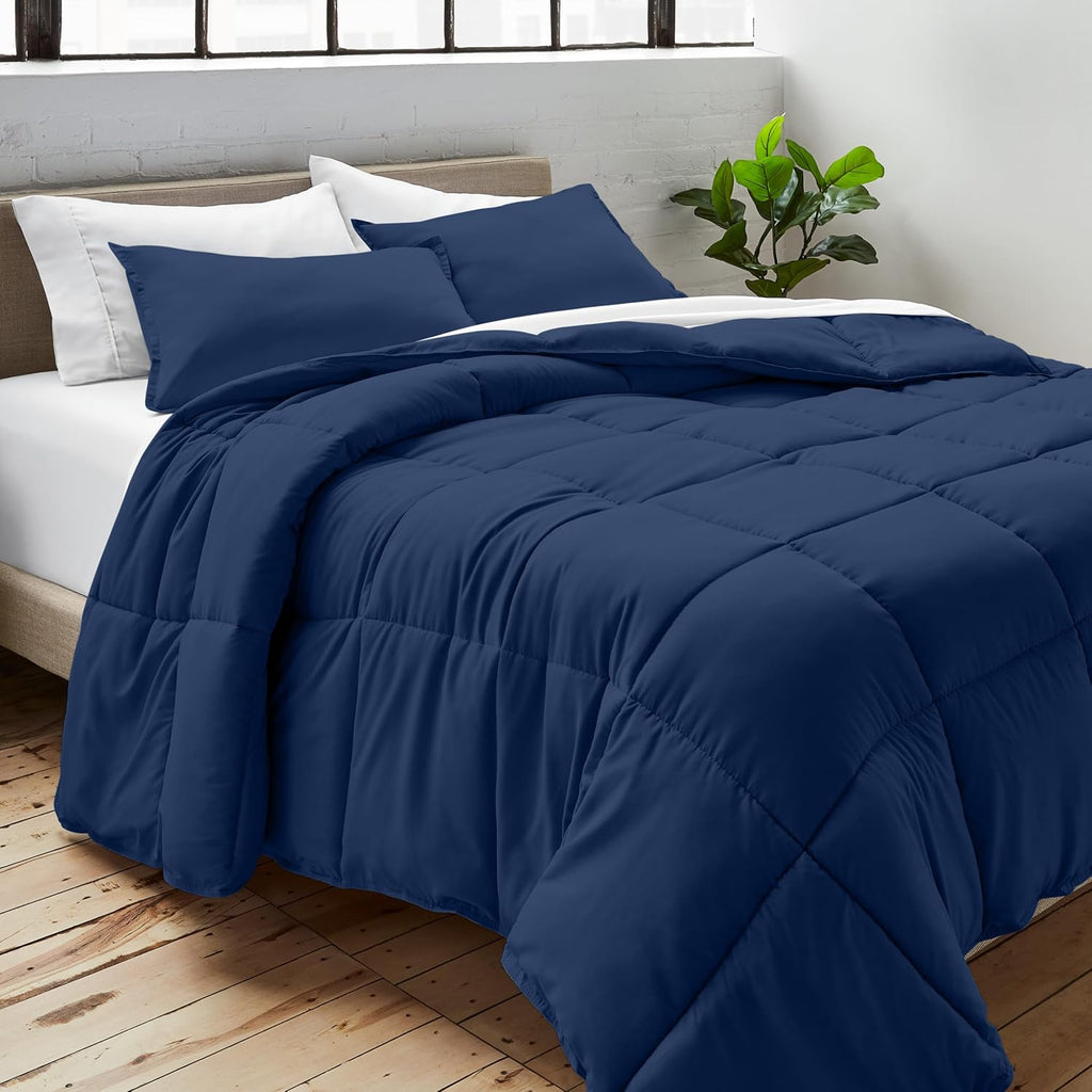 Bare Home Duvet Insert Comforter (Queen, Dark Blue)