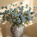 8 Pcs Fake Mums Kiku Flowers Artificial with Wild Flowers Bulk, Blue Silk Flower Arrangements Decor Floral Centerpieces For Tables Artificial Fall Flowers for Vase DIY Bouquet Coffee Dining Home