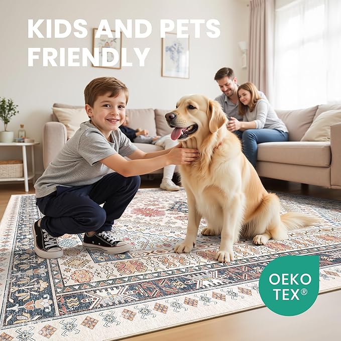 zesthome 8x12 Area Rugs for Living Room, Non-Slip Backing Washable Rugs - Image 7