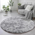 Amdrebio Tie-Dye Light Grey Round Circle Area Rugs 5Ft by Amdrebio