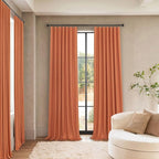 Burnt Orange 100% Blackout Window Curtain Panels Light Blocking Linen Boho - Image 2