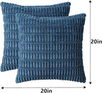 Pack of 2 Corduroy Decorative Throw Pillow Covers 20x20 InchSoft Boho Striped - Image 7