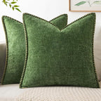 MIULEE Pack of 2 Couch Pllow Covers 18x18 Inch Moss Green Farmhouse Decorative by MIULEE