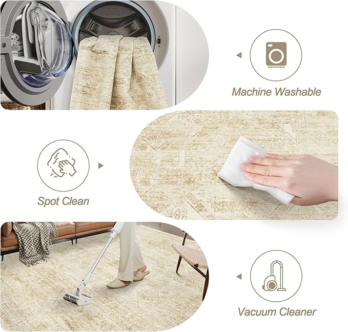 6x9 Area Rug for Living Room Floral Washable Non-Slip Modern Rugs for Bedroom - Image 4